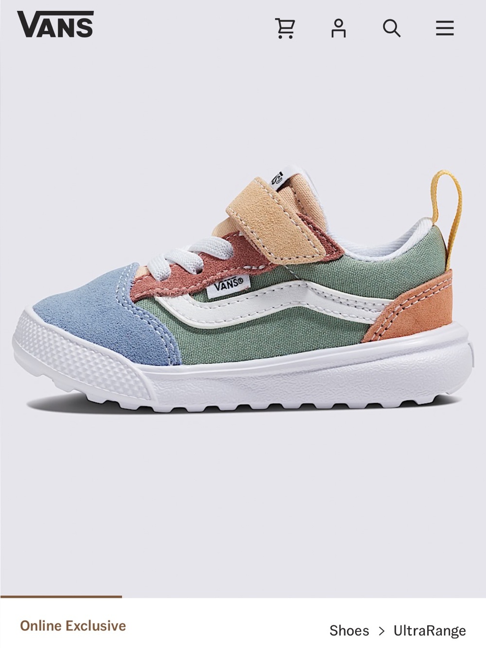 Vans Toddler Colorblock UltraRange V Sneakers in Blue, Green, Peach & Yellow